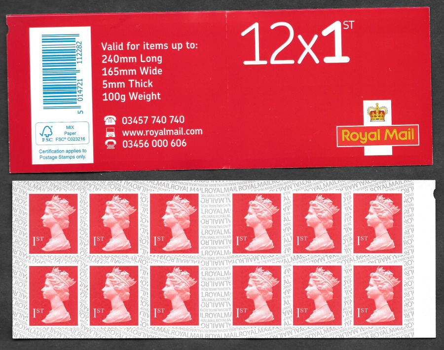 (image for) Forgery of 12 x 1st Class Red "MA12" Self Adhesive Booklet